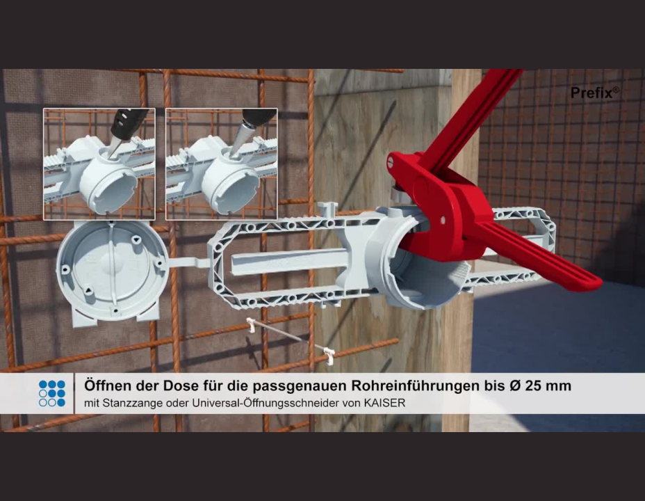 KAISER PrefiX® Betonbaudosen zur Befestigung an der Bewehrung